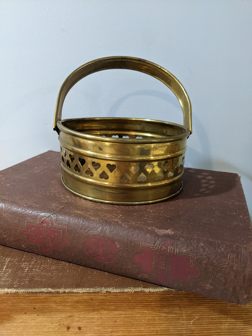 Brass Heart Cutout Basket with Handle